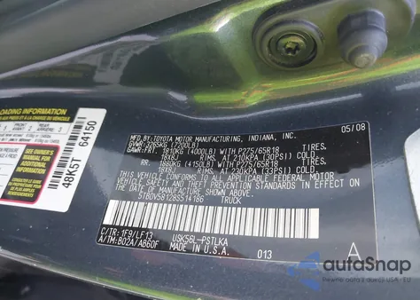 2008 Toyota Tundra Limited 5.7L V8 из США, поврежденный, VIN 5TBDV58128S514186